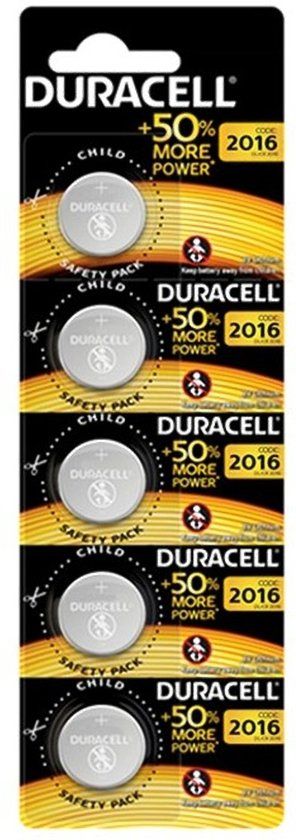 Duracell CR2016 - Knoopcel - 5 stuks