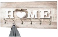 HAKU Wandpaneel Met 6 Haken | Beige | Hout | 90 X 8 X 40 Cm