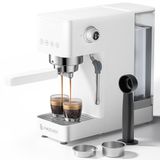 AMZCHEF Espressomachine, 20 bar, met professionele melkopschuimer, klein koffiezetapparaat voor cappuccino, latte en macchiato, 1,5 l watertank, wit