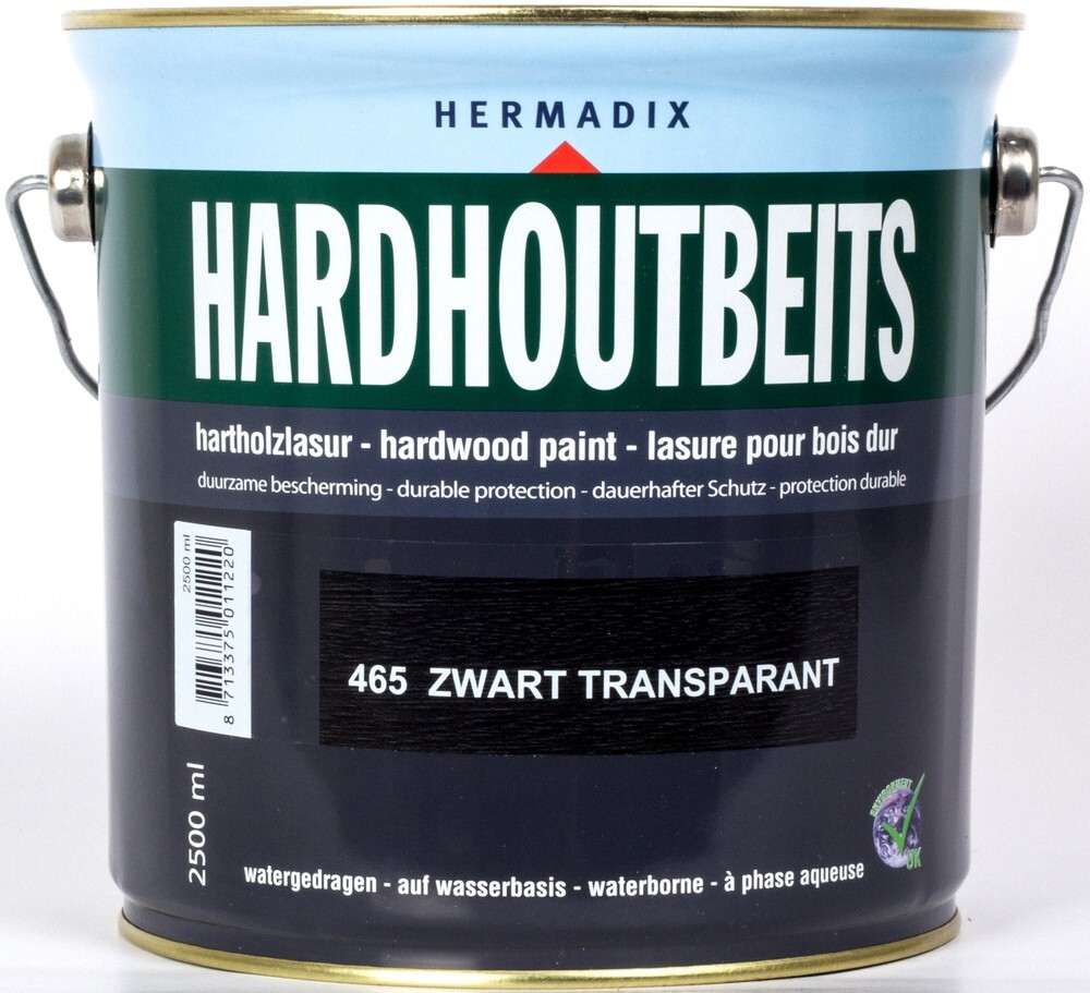 Hermadix Hardhout Beits - 2 5 liter - Zwart Transparant