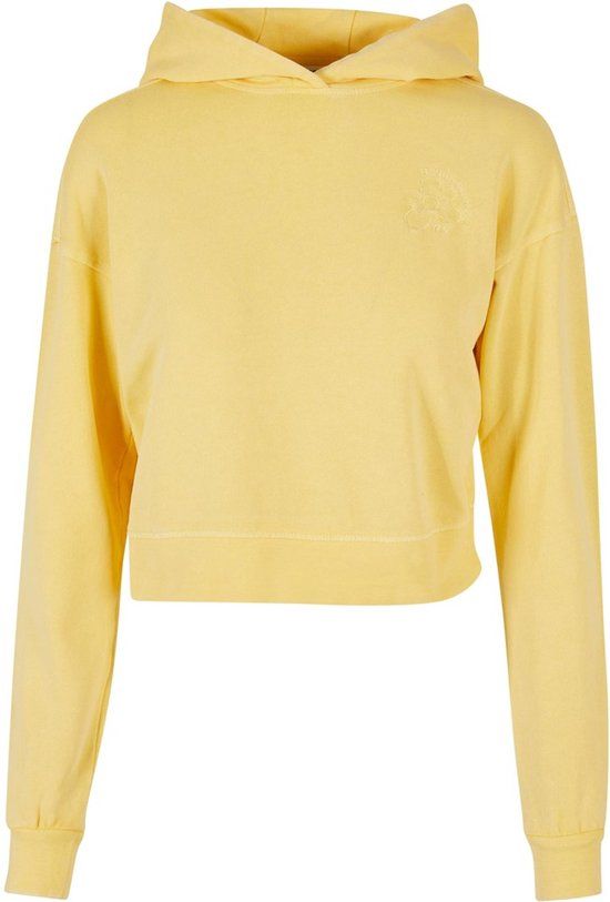 Urban Classics Short Flower Embroidery Terry Hoodie/trui - 5XL - Geel
