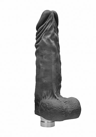 RealRock - Skin 10" / 25 cm Realistic Vibrating Dildo With Balls - Black