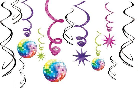 70s RIETHMULLER - 12 disco hangdecoraties, spiegelbollen en spiralen