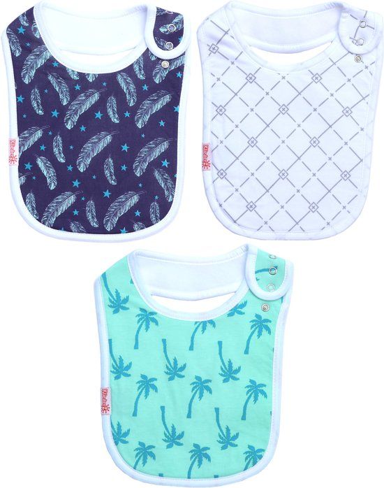 KliederZ Baby Slabbetjes Jongen - 3 Eet Slabbers - T/M 3 Jr - Hippe Slabben FB02a