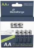 MediaRange Oplaadbare USB-C Li-Ion batterijen, Mignon AA I 1.5V I 1.400mAh, 4-pack