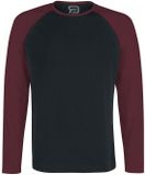 R.E.D. by EMP Long Raglan Road shirt met lange mouwen - Heren - 4XL - Zwart/Bordeaux