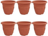 vidaXL Ronde Bloempot 6 st Baksteenrood Kunststof Ø 34 x 28 cm