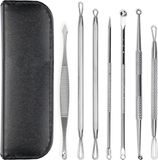 Evvie Mee eters verwijderen - Blackhead remover - Acne verwijderen set - Skincare - Gezichtsverzorging - Beauty - 7x dubbelzijdige rvs Comedonenlepel - In Luxe Etui