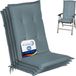 Beautissu Loft HL Stoelkussen Set 4x Hoge Rugleuning 120x50 cm Duifblauw Tuinstoelkussen UV-bestendig