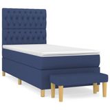 vidaXL Boxspringbed met matras, blauw, 120x200 cm, met stoffen bekleding