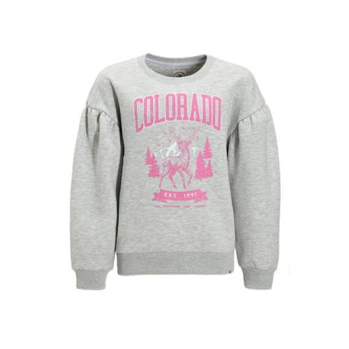 Me & My Monkey sweater Emma met printopdruk grijs melange