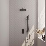 Brauer Black Carving Thermostatische Regendoucheset Inbouw - Hoofddouche 30 cm - Rechte Wandarm - 3 Weg - Handdouche Staaf - Doucheslang - Geintegreerde Glijstang - Mat Zwart