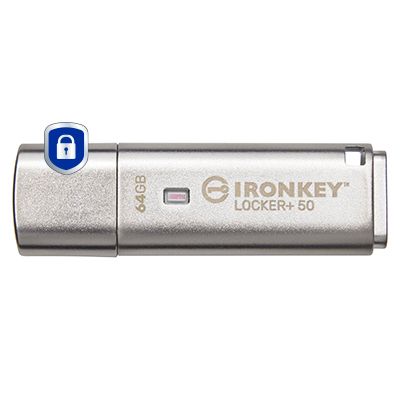 Kingston Technology Kingston IronKey Locker+ 50 - USB-stick - 64GB - Zilver