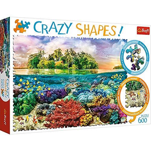 Trefl TR1113 Tropisch eiland 600 delen, Crazy Shapes, premium kwaliteit, voor volwassenen en kinderen vanaf 10 jaar puzzel, gekleurd
