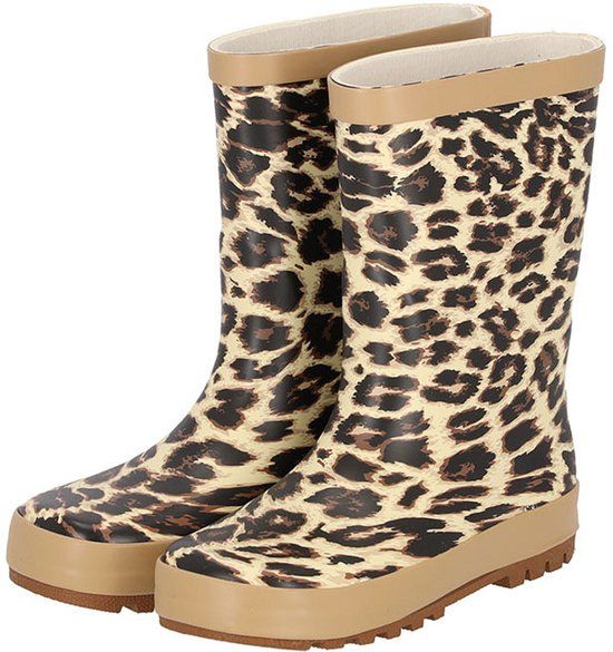 XQ Hoge regenlaarzen kinderen Unisex Panterprint 100% rubber