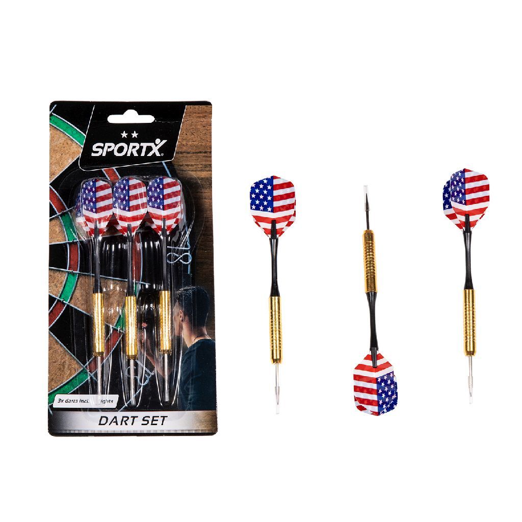 SportX Dart Set in Blister - Steel - Multicolour - 3 Darts