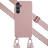 Selencia Hoesje - Geschikt voor Samsung Galaxy S24 FE - Siliconen hoesje met afneembaar koord - Sand Pink