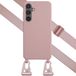 Selencia Hoesje - Geschikt voor Samsung Galaxy S24 FE - Siliconen hoesje met afneembaar koord - Sand Pink