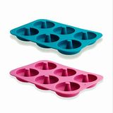 Lacor - 68770-2 platina vormen van 100% siliconen voor het maken van 6 zelfgemaakte donuts, flexibele en antiaanbaklaag, gemakkelijk te verwijderen, Ø 7 cm, afmetingen 18 x 25,5 x 3,5 cm, blauw en roze