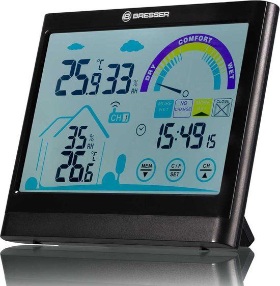 Bresser VentAir Thermo- en Hygrometer - Touchscreen - Zwart