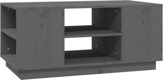vidaXL Salontafel 90x49x40,5 cm massief grenenhout grijs