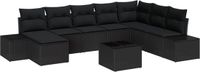 vidaXL Tuinbank Set Zwart Polyrattan