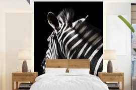 Nr1Wallpaper Behang - Fotobehang Zebra - Dier - Zwart - Portret - Breedte 195 cm x hoogte 260 cm