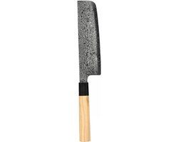 Shinrai Japan Shinrai Knives Takumi Kaza - Damascus Nakirimes - 18 cm - 67 Lagen - Luxe Bizonhoorn Handvat - Vlijmscherp - Koksmes - Keukenmes - Japans Hakmes