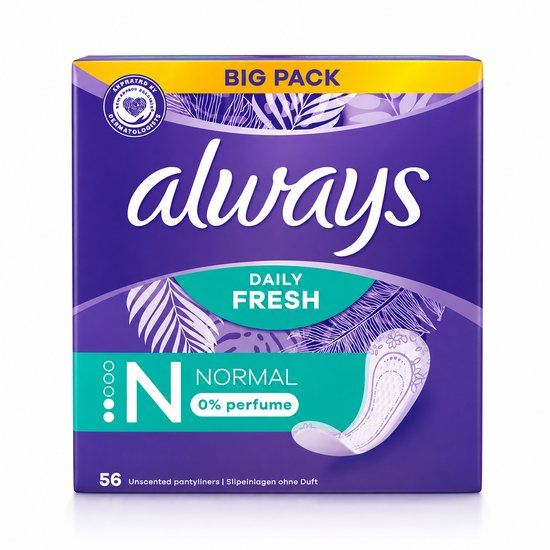 Always Daily Fresh Normaal Inlegkruisjes – 56 Stuks – Individueel Verpakt