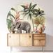 Jungle Animaux Sticker Mural Rond / Cercle - Diamètre 50 cm - Adhésif + Protection Mate