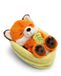 NICI Knuffel Vos met Blad slapend in Mandje, 12 cm - 63121