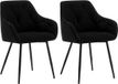 Merkloos Chaise de salle à manger set van 2 - Noir - Assise en velours, Pieds en métal, Avec accoudoir