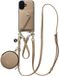 AVY Leren Hoesje geschikt voor Apple iPhone 17 | Met Koord, Wallet en Pouch | Compatibel met MagSafe | Beige