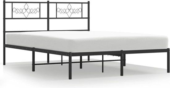 vidaXL Bedframe met hoofdbord Metaal Zwart 140x200 cm