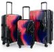 suitline - Set van 3 handkoffers + geregistreerde koffer in de maten S, M en L, harde schaal, 4 wielen, verlenging, TSA-slot glanzend, neonrood