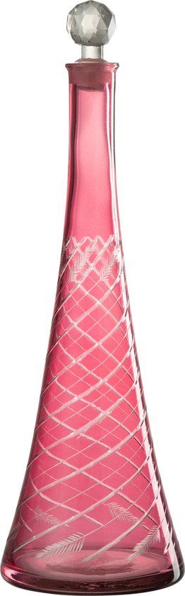 J-Line Karaf Hals - Glas - Rood - 14 cm