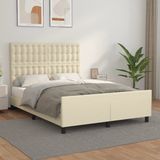 vidaXL Bedframe met hoofdbord kunstleer crèmekleurig 140x190 cm
