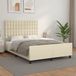 vidaXL Bedframe met hoofdbord kunstleer crèmekleurig 140x190 cm