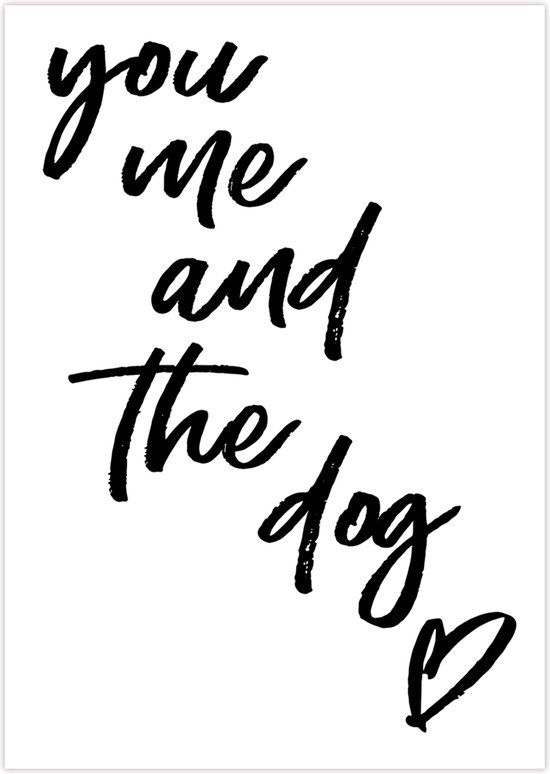 Wanddecoratieshop You Me And The Dog Art Print - Poster - A4 - Black and White - For Kids