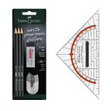 FABER-CASTELL Examen set met geodriehoek, potloden en toebehoren | Schoolset met geodriehoek, HB-potloden, gum en puntenslijper