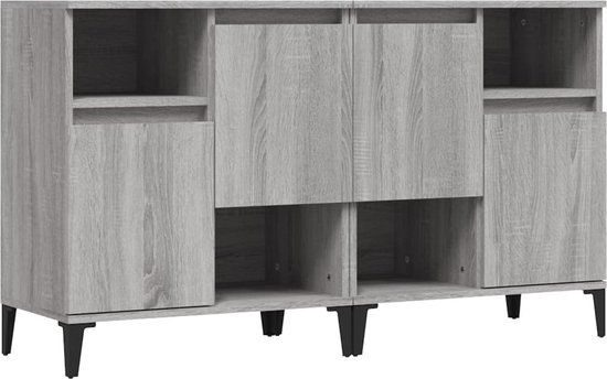 vidaXL Dressoirs 2 stuks 60x35x70 cm Bewerkt Hout Grijs Sonoma Eikenkleur