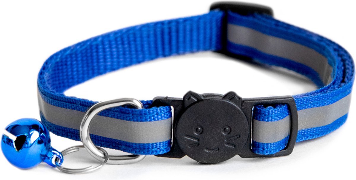 ACE Pets Reflecterende Kattenhalsband met Veiligheidssluiting – Halsband Kat & Kitten - Met Adreskoker- Kittenhalsband & Kattenbandje met Belletje - Blauw