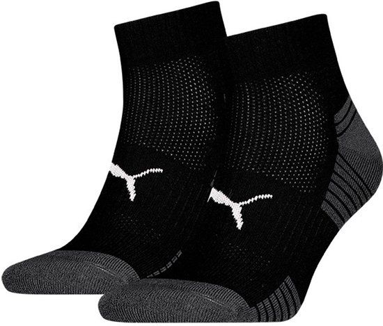 PUMA unisex 2P sport quartersokken cushioned zwart II