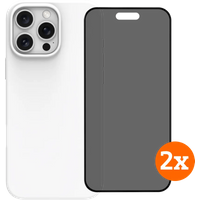 BlueBuilt Back Cover iPhone 16 Pro Max Wit + Privacy Filter Screenprotector Glas Duo Pack