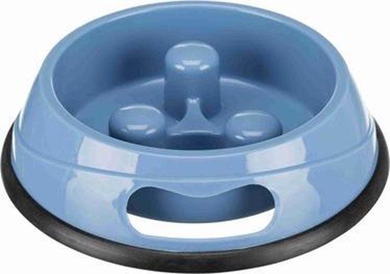 Trixie Slow Feed Voerbak Kunststof Anti-slip Blauw 23 cm 900 ml