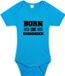 Bellatio Decorations Born in Groningen Baby Rompertje Blauw Jongs - Kraamcadeau - Groningen Geboren Cadeau 80