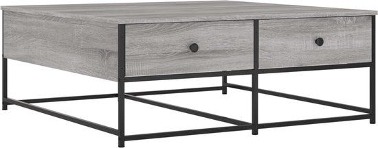 vidaXL Salontafel 100x99x40 cm bewerkt hout grijs sonoma