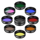 Neewer 1,25 inch telescoop oculair filterset (10 stuks), 5 planetaire kleurenfilters, 2 variabele polarisatiefilters, UHC-filter, maan- en sterglow-filter, 13% maanfilter voor sterrenhemel