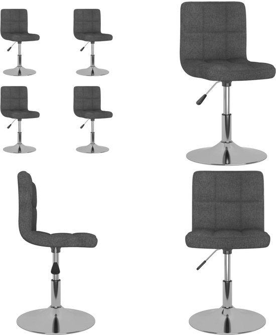 vidaXL Eetkamerstoelen 4 stuks draaibaar stof donkergrijs