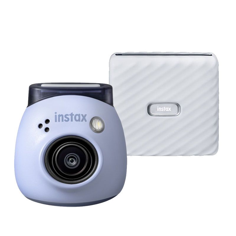 Fujifilm INSTAX PAL Digital Camera - Lavender Blue + Link WIDE Printer - Ash White